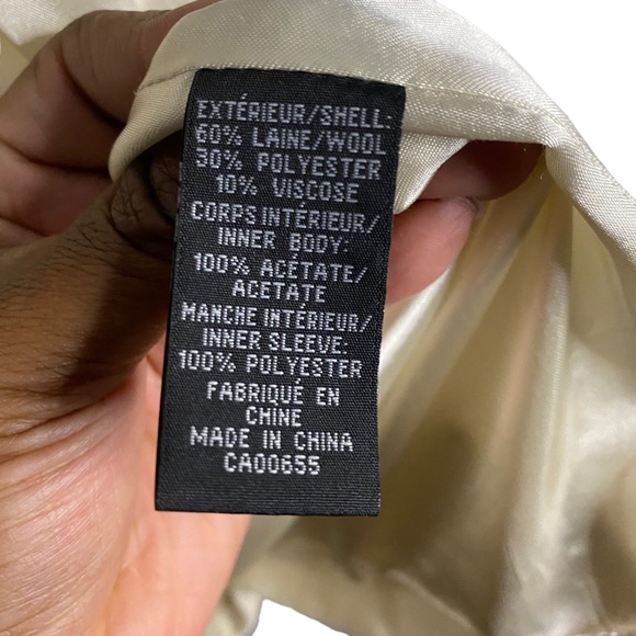 RW&CO Women's Ivory Single Breasted Wool Blend Coat - Picture 7 of 12